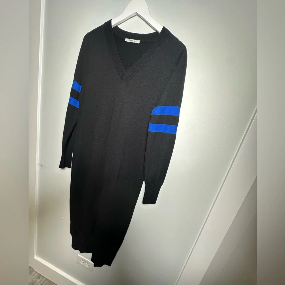 T Alexander Wang Merino Wool V Neck  Designer Black Sweater Dress Size Small - Picture 10 of 16
